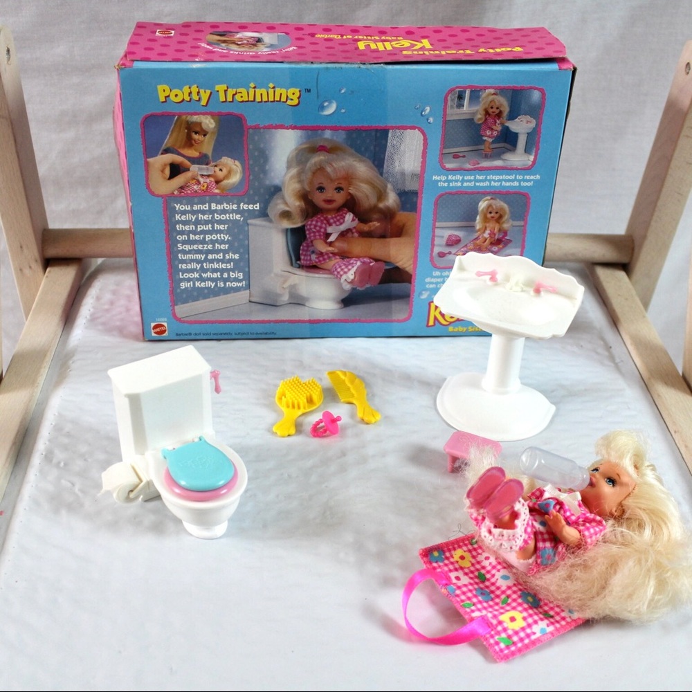 Vintage 1996 Barbie Kelly Potty Training Doll Set